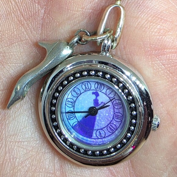 Disney Cinderella Broadway Watch Shoe Necklace Silver Purple 24" Chain - Working - Picture 9 of 10